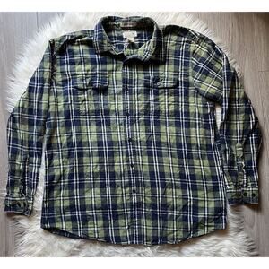 LL Bean Flannel Shirt Mens Tall Medium Slightly Fitted XL Plaid Multicolor Boho